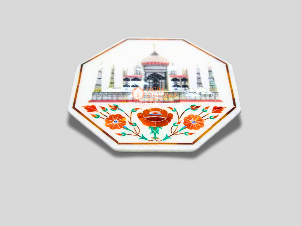 Marble Wall Decor Tile Taj Mahal Inlaid Gemstone Art